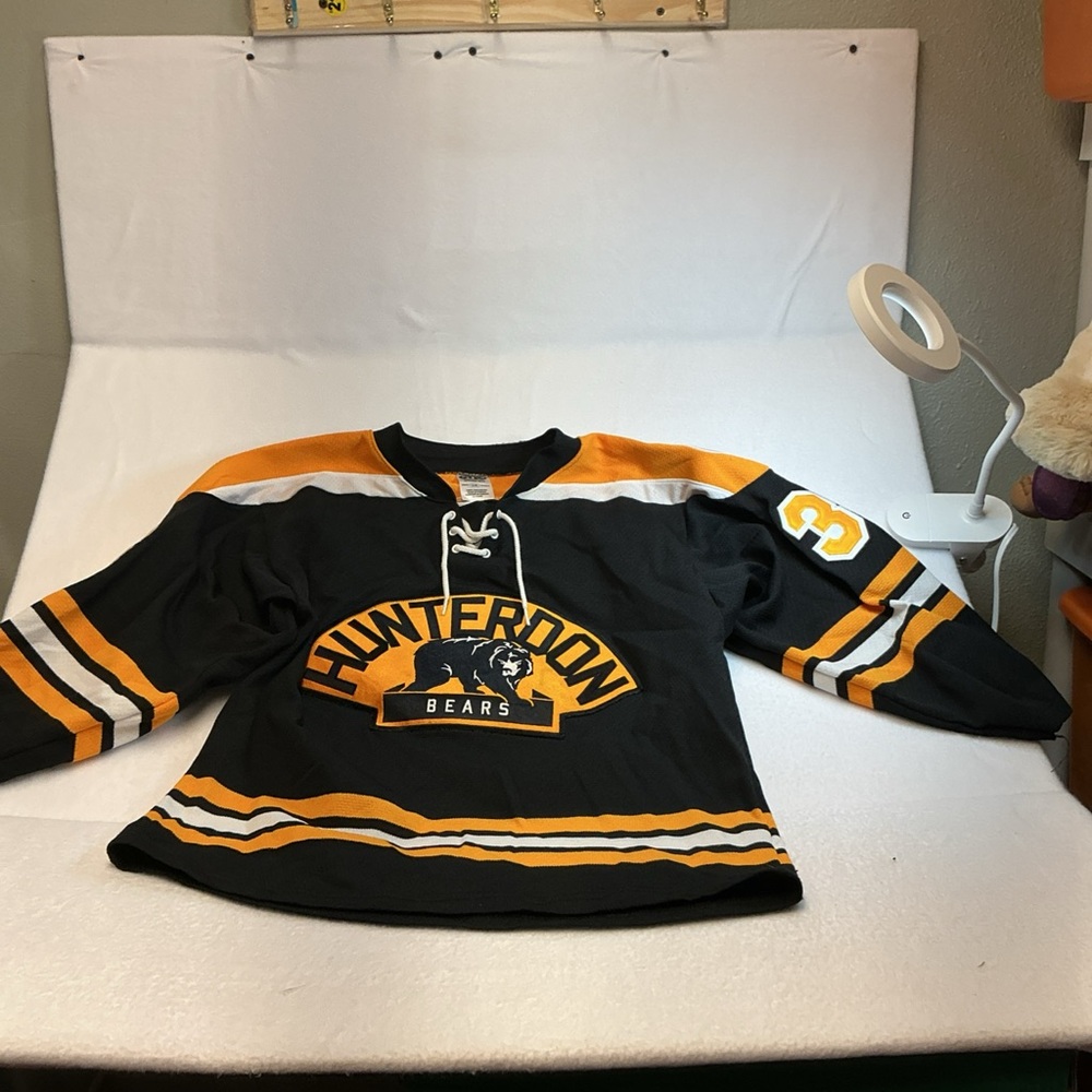 Hockey Jersey Hunterdon Bears Size YL #36 Yellow and Black Made In USA 0600